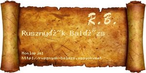 Rusznyák Balázs névjegykártya